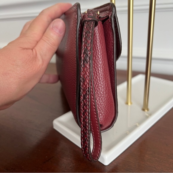 Coach Wristlet Clutch Crocodile-Embossed Leather Wine Preloved - Picture 10 of 13